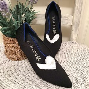 Rothy's Black Flats with Blue Trim